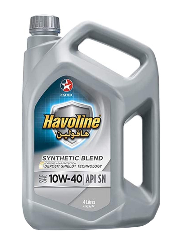 Caltex 4 Liters Havoline Synthetic Blend Sae Gasoline Engine Oil, 10W-40 Sn, Silver