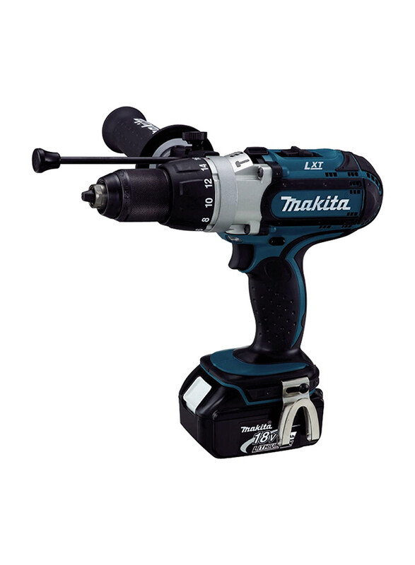 

Makita Cordless Impact Drill 3-Speed with 18 V / 5.0 Ah 2 Batteries and Charger in Makpac, DHP451RTJ, Teal/Black