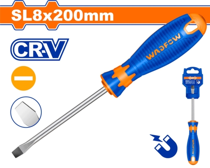 Wadfow SL8X200 Slotted Screwdriver - 200mm (WSD1288)