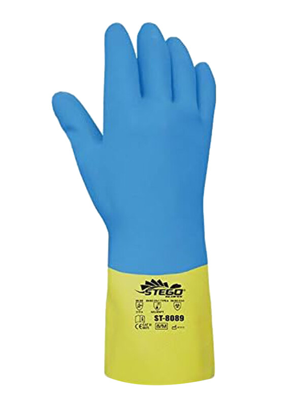 

Stego Level 3 Chemical & Liquid Protection Safety Gloves, St-8089, Blue/Yellow, X-Large