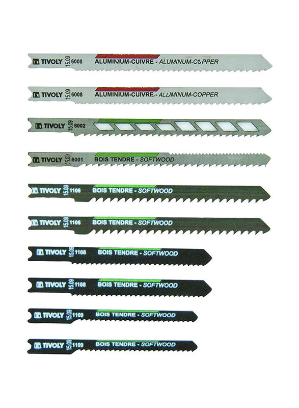 

Tivoly Jigsaw Blades Set, 10 Pieces, Silver