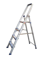EMC Aluminum Foldable Ladder with Platform 5 Steps, Silver