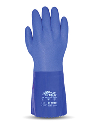 Stego 18-Piece Cotton Lined with PVC Coated Chemical Protection Safety Gloves, St-1080, Blue, Large