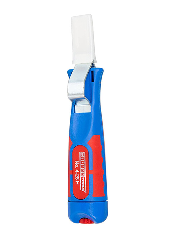 

Weicon Universal Cable Stripping Tool with Hook Blade & Adjustable Cutting Depth, Blue/Silver