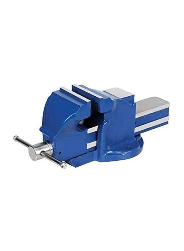 Tamtex 4inch Bench Vise Fixed Base, Blue/Silver