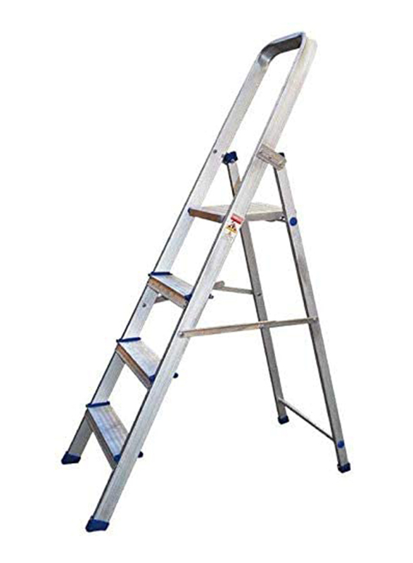 EMC Aluminum Foldable Ladder with Platform 6 Steps, Silver