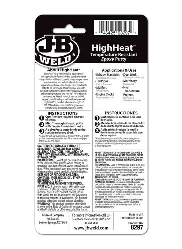 J-B Weld HighHeat Epoxy Putty Stick Machine, Grey