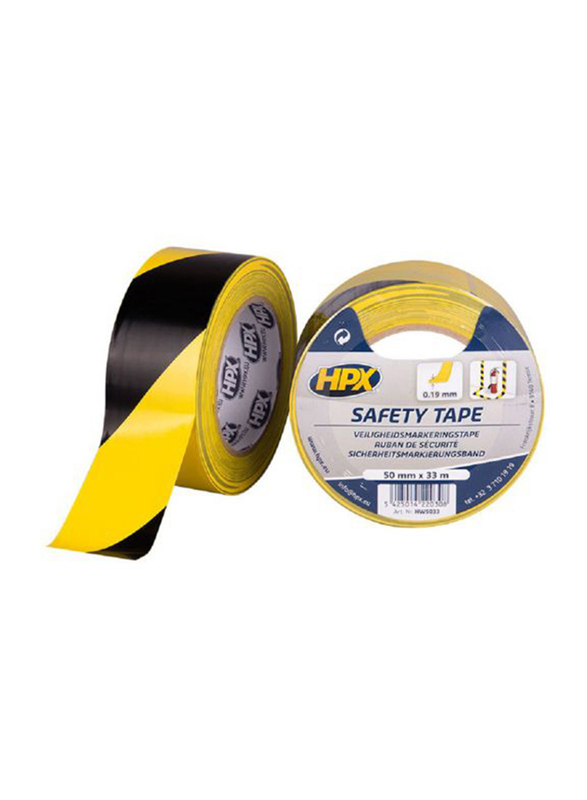 HPX HW5033 Security Marking Tape, 50mm x 33m, Yellow/Black