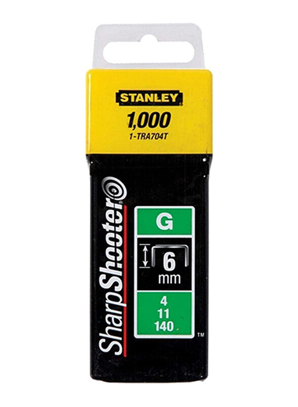 

Stanley Type G Heavy Duty Staples, 6 mm, 1-TRA704T, Silver