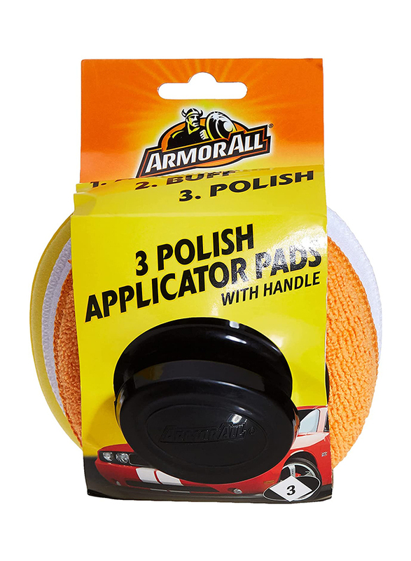 Armor All 3-Piece Polish Applicator Pad with Handle, 40015, Orange