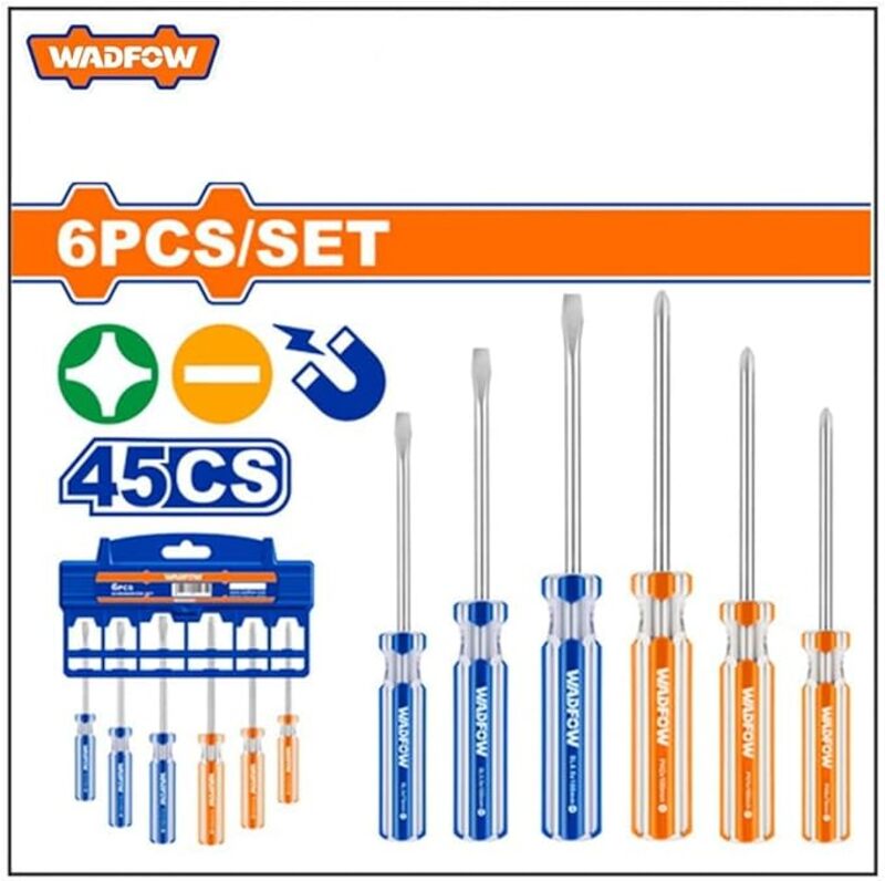 Wadfow Screwdriver Set of 6 Pieces - 45# Carbon Steel (WSS3206)