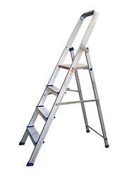 EMC Aluminum Foldable Ladder with Platform 7 Steps, Silver