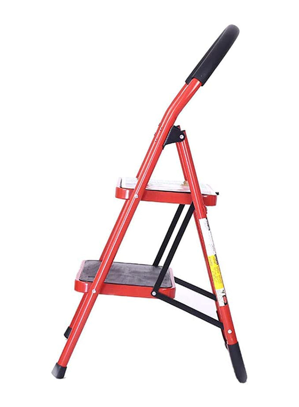 Tamtek Steel Folding Heavy Duty Ladder with Platform 2 Steps, Red