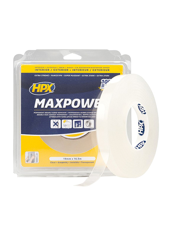 HPX HT1916 Max Power Tape, 19mm x 16.5m, Transparent