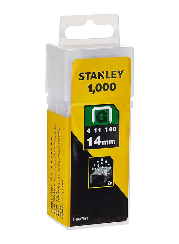 

Stanley Type G Heavy Duty Staples, 14mm, 1000 Pieces, 1TRA709T, Silver