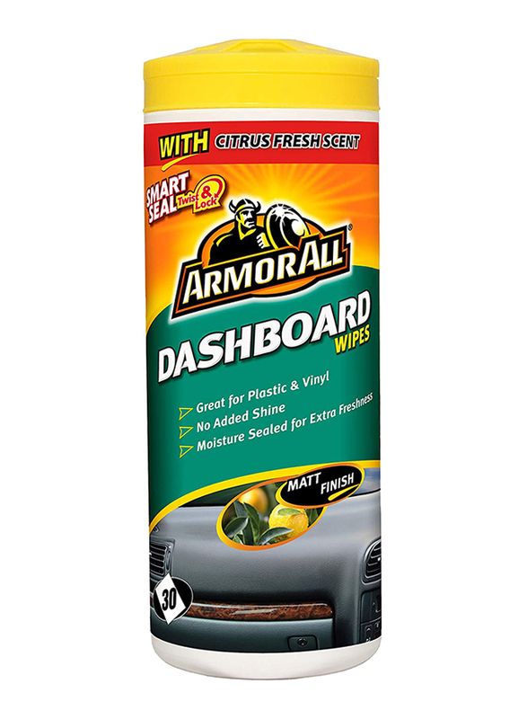 Armor All 30-Piece Multi Purpose Car Dashboard Wipes, 35030, Multicolour