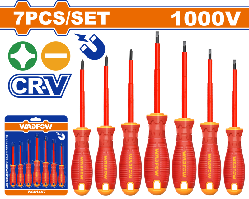 Wadfow Insulated Screwdrivers Set of 7 (WSS7407)
