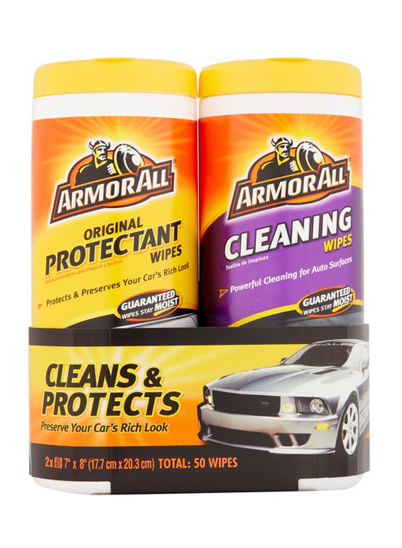 Armor All 2-Piece Original Protectant & Cleaning Wipes Twin Pack, 10849, Multicolour