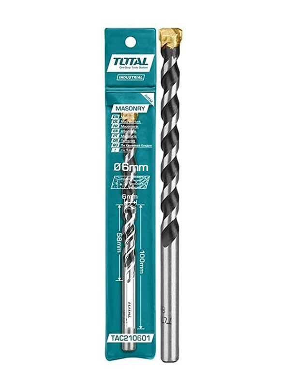 

Total Industrial Masonry Drill Bit, 6 x 100mm, TAC210601, Silver