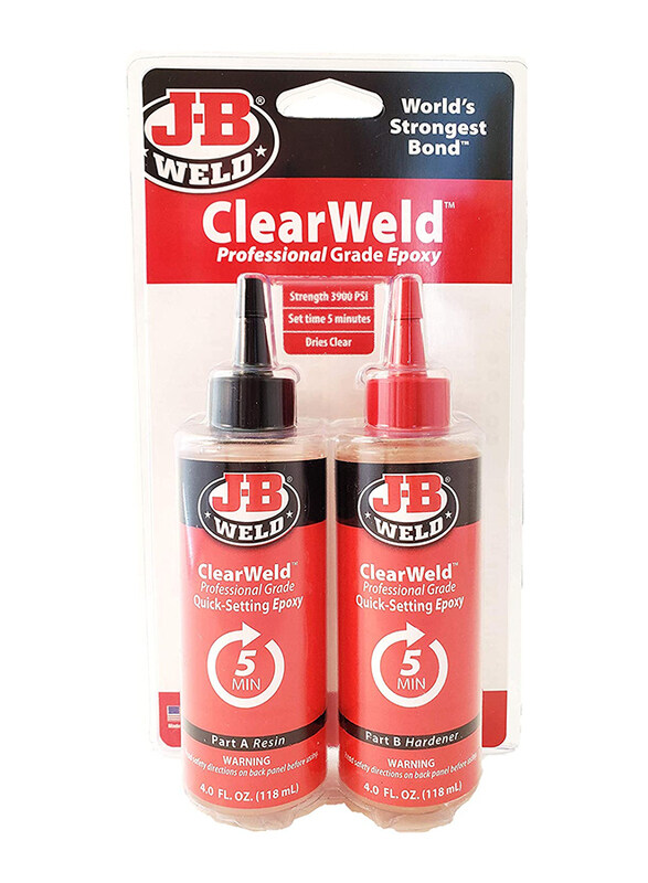 

J-B Weld 8oz Pro Size ClearWeld 5 Minute Set Epoxy Syringe, 50240, Dark Grey