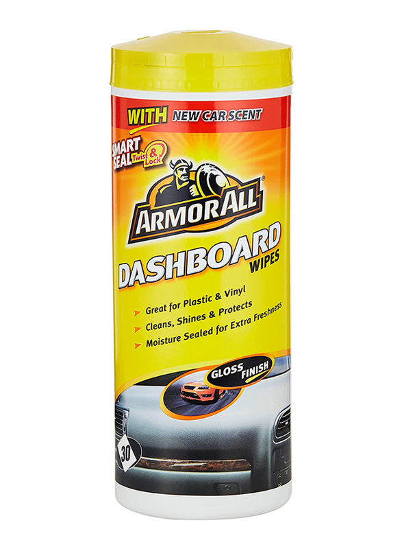 Armor All 20-Piece Car Dashboard Gloss Finish Wipes, 36020, Multicolour