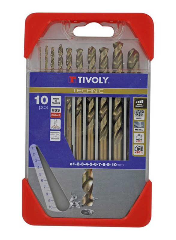 

Tivoly 10-Piece Graduated Cobalt Technic Metal Drill Bits, Gold