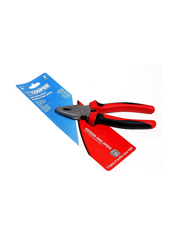 

CF Cooper 8-inch Gripping & Side Cutting Plier, Black/Red