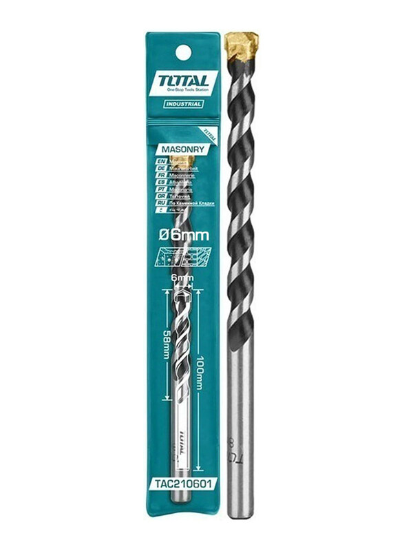 

Total Masonry Drill Bit, 6 x 100mm, 2 Pieces, Silver