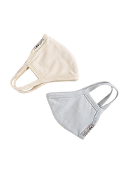 Tamboos 2 layers Soft Bamboo Cotton Washable & Reusable Cloth Mask, Beige/Grey, 2 Pieces