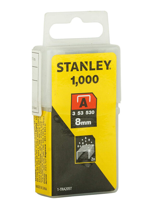 

Stanley Type A Light Duty Staples, 8mm, 1000 Pieces, 1-TRA205T, Silver