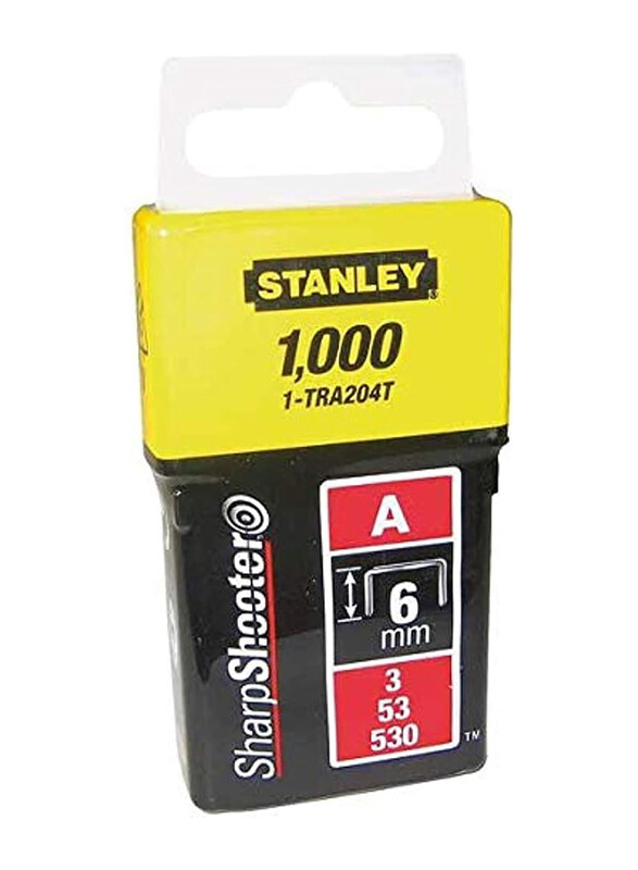 

Stanley Type A Light Duty Staples, 1000 Pieces, 1-TRA204T, Silver