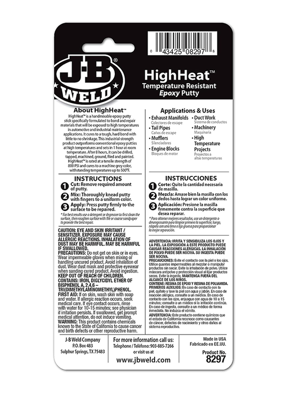 J-B Weld 2 oz Epoxy High Temperature Heat Resistant Sealant, 8297, Grey