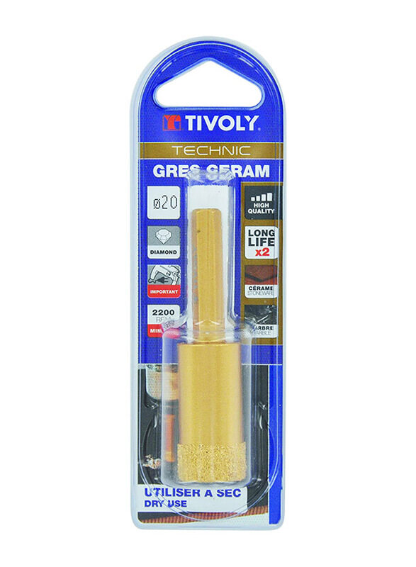 

Tivoly Technic Ceramic Diamond Dry Drill Bit, 6mm, 12000920600, Gold