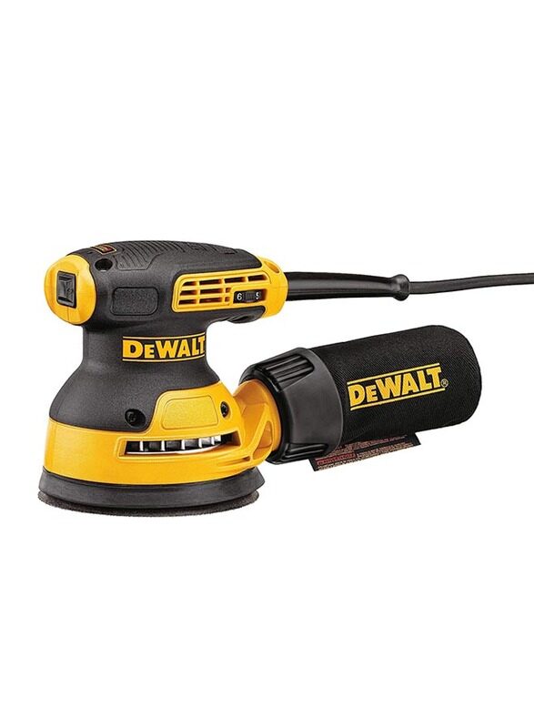 

DeWalt Corded 280W 240V Variable Speed 125mm Random Orbit Sander, DWE6423-B5, Black/Yellow