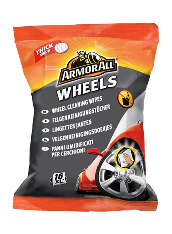 Armor All 16-Piece Wheel Cleaning Wipes, XL, 33016, White