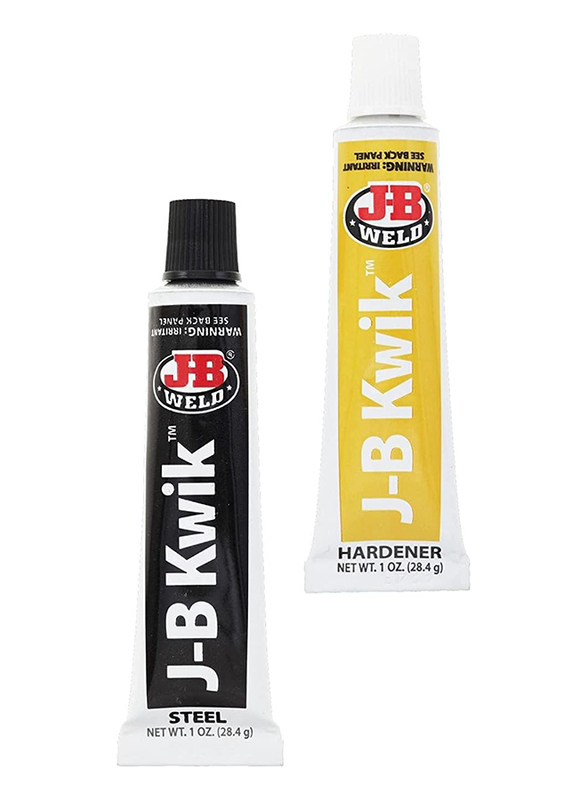 J-B Weld 2 oz Quick Weld Stinging Steel Reinforced Epoxy Sealant, 8276, 2 Piece, Black/Yellow