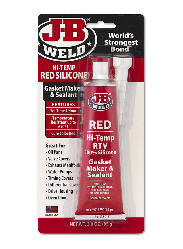 J-B Weld 3 oz High Temperature RTV Silicone Gasket Maker and Sealant, 31314, Red