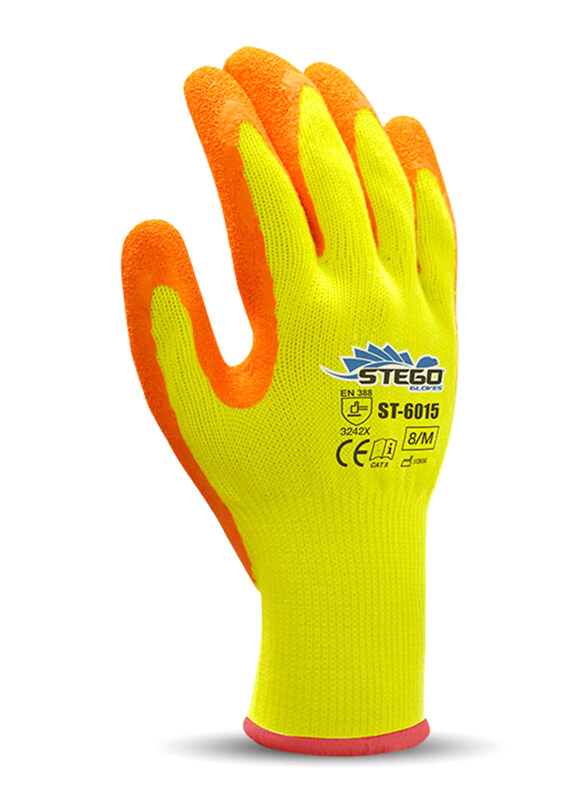 

Stego 6-Piece Cut-Level 2 Protection Mechanical & Multipurpose Safety Gloves with Hi-Viz for Dark or Low Light Environment, St-6015, Yellow/Orange, La