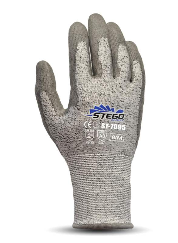 

Stego 36-Piece Lightweight Breathable Cut 3 Protection Safety Gloves, St-7095, Light Grey, Large