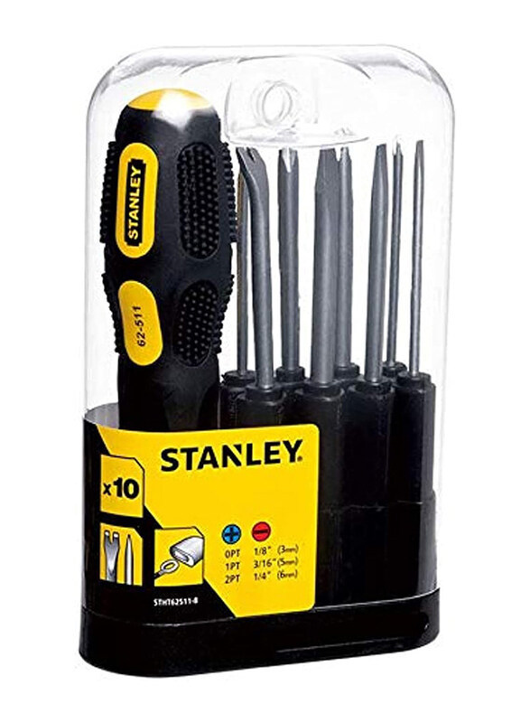 

Stanley 9 Piece Way Soft Grip Screw Driver Set, 0-62-511, Silver/Yellow