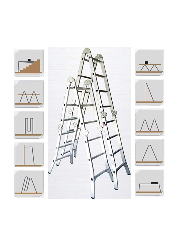 EMC Aluminium Multi-Purpose 16 Steps Ladder, Silver