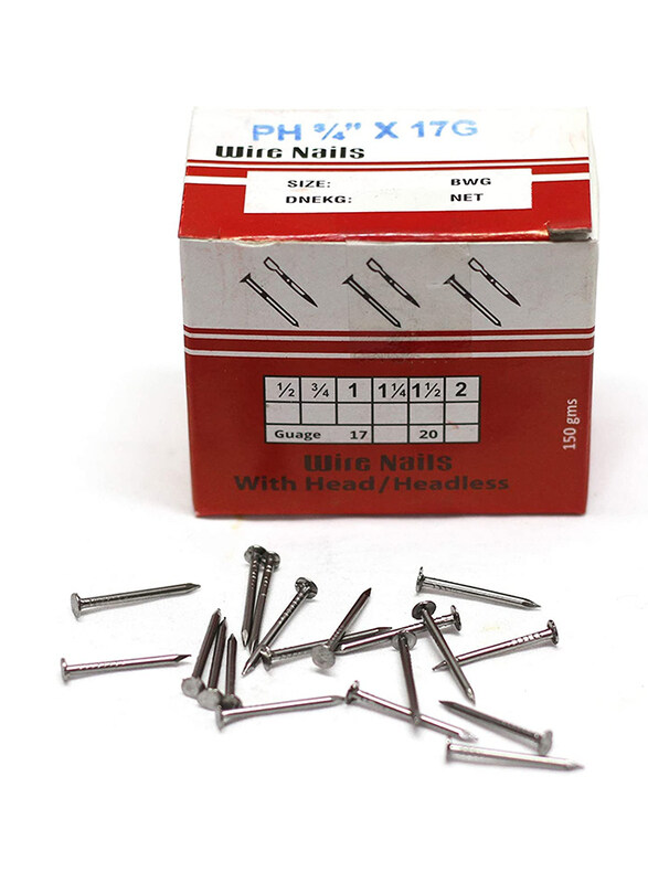 

Kannesman 150g Lost Head 1-1/4-Inch x 17 Gauge Nails/Pins for Carpenter/Wood Work (25), Silver