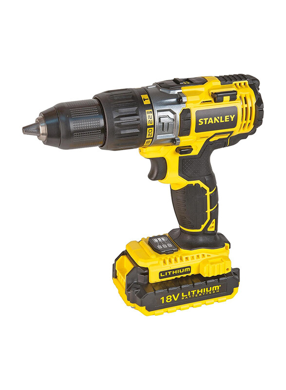 

Stanley Cordless 18V Li-Lon Hammer Drill, STDC18LHBK-B5, Black/Yellow