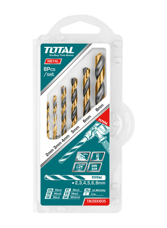 

Total 6-Piece HSS Twist Drill Bit Set, TACSD0605, Gold/Silver
