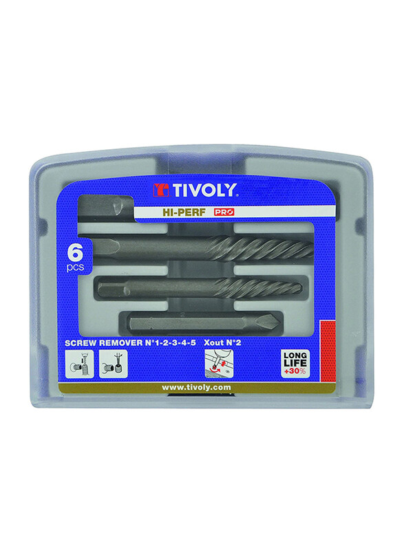 

Tivoly 6-Piece Screw & Bolt Extractor for Quick Change Arbors Tool Kit, Grey