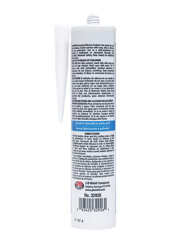 J-B Weld 9.5oz RTV Silicone Gasket Maker and Sealant, 32926, Blue