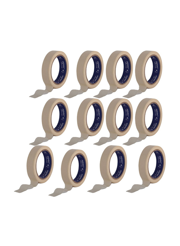 APAC Masking Tape, 1 Inch x 50 Yds, 12 Rolls, White