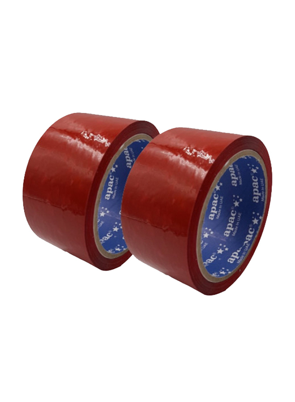APAC Red Packing Tape, 50 Yds x 2 Inches, 2 Rolls, Red