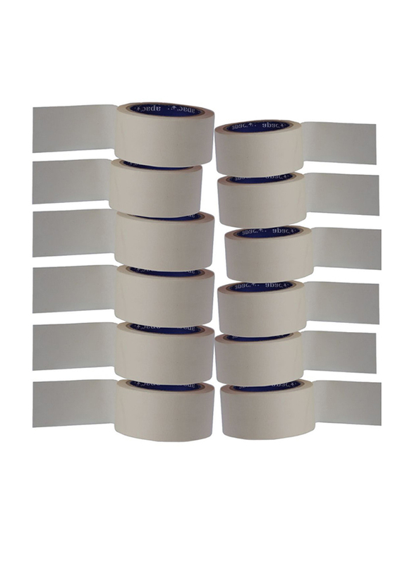 APAC Masking Tape, 2 Inches x 50 Yds, 12 Rolls, White