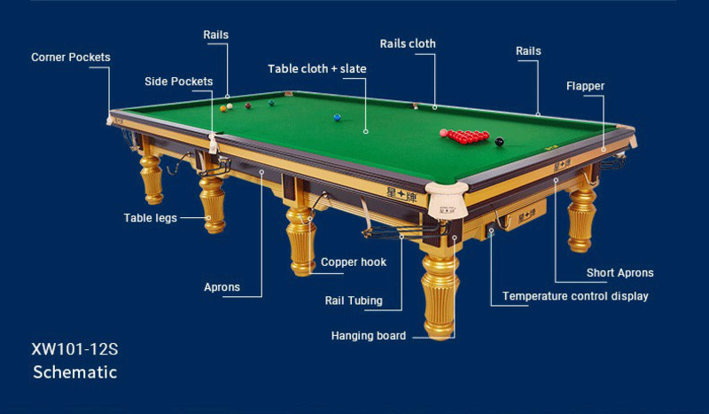 Star 12-Feet Star Champion Tournament Snooker Table with Accessories, Green/Brown